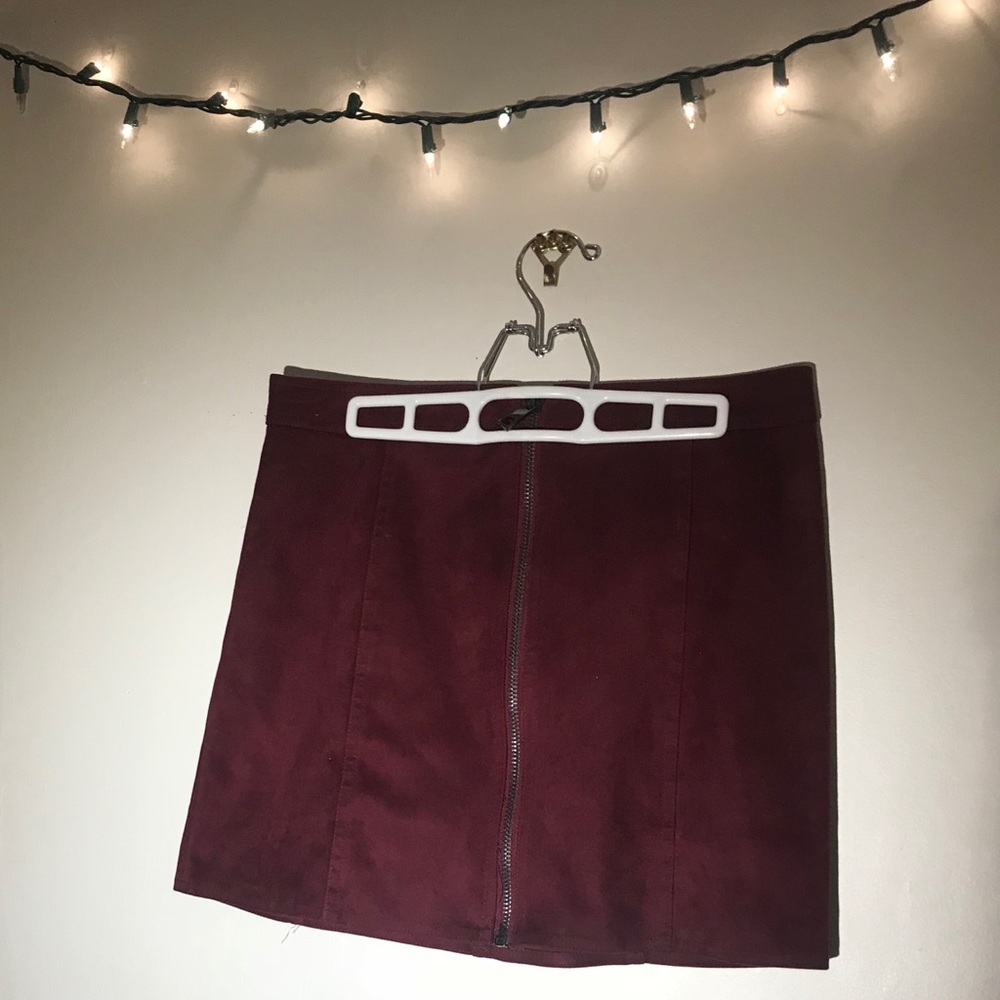 Maroon suede skirt